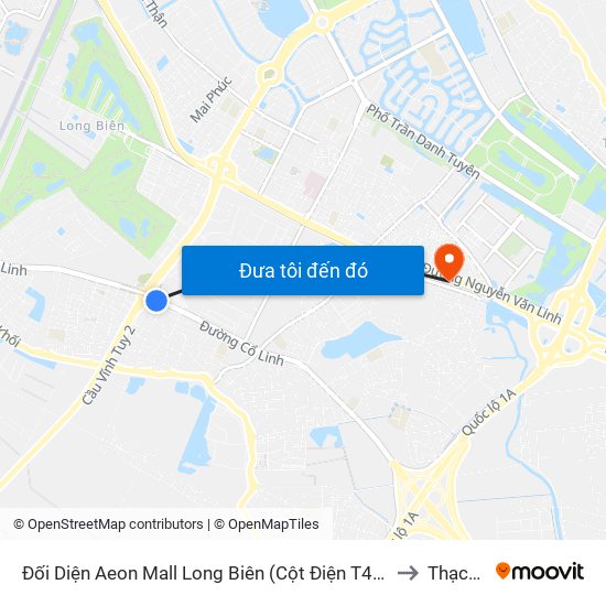 Đối Diện Aeon Mall Long Biên (Cột Điện T4a/2a-B Đường Cổ Linh) to Thạch Bàn map