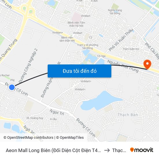Aeon Mall Long Biên (Đối Diện Cột Điện T4a/2a-B Đường Cổ Linh) to Thạch Bàn map