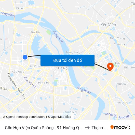 Gần Học Viện Quốc Phòng - 91 Hoàng Quốc Việt to Thạch Bàn map