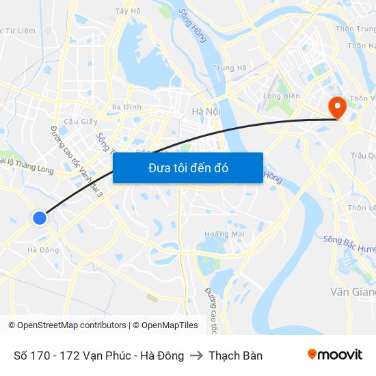 Số 170 - 172 Vạn Phúc - Hà Đông to Thạch Bàn map