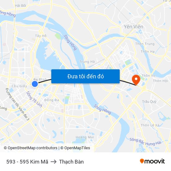 593 - 595 Kim Mã to Thạch Bàn map