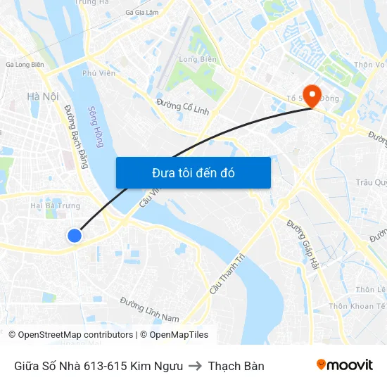 Giữa Số Nhà 613-615 Kim Ngưu to Thạch Bàn map