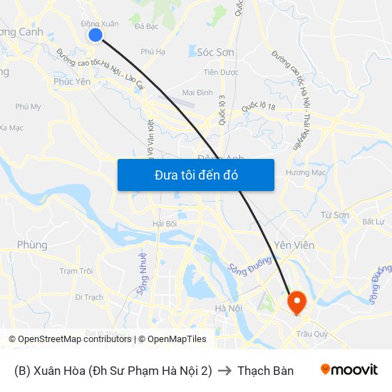 (B) Xuân Hòa (Đh Sư Phạm Hà Nội 2) to Thạch Bàn map