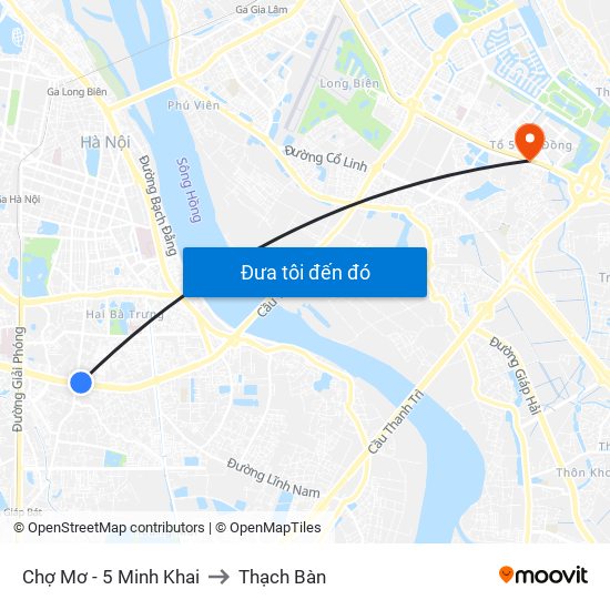 Chợ Mơ - 5 Minh Khai to Thạch Bàn map
