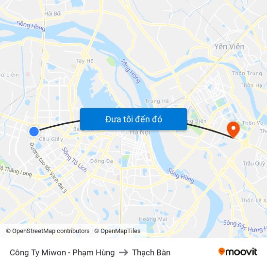 Công Ty Miwon - Phạm Hùng to Thạch Bàn map