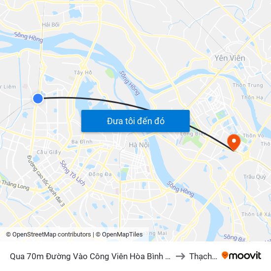 Qua 70m Đường Vào Công Viên Hòa Bình - Phạm Văn Đồng to Thạch Bàn map
