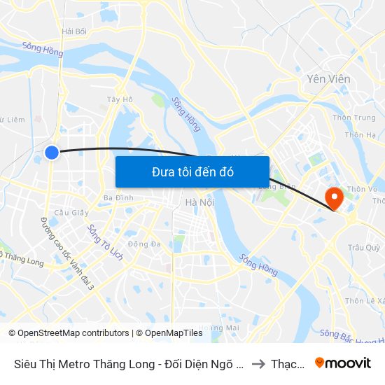 Siêu Thị Metro Thăng Long - Đối Diện Ngõ 599 Phạm Văn Đồng to Thạch Bàn map