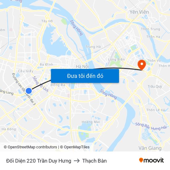 Đối Diện 220 Trần Duy Hưng to Thạch Bàn map