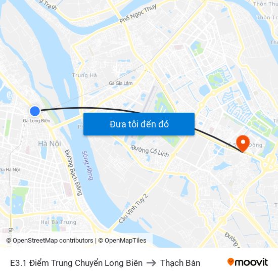 E3.1 Điểm Trung Chuyển Long Biên to Thạch Bàn map