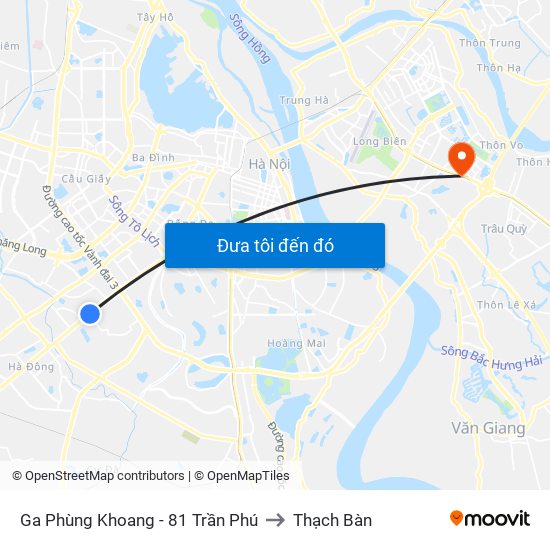Ga Phùng Khoang - 81 Trần Phú to Thạch Bàn map
