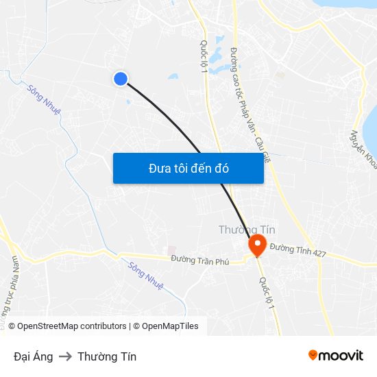 Đại Áng to Thường Tín map