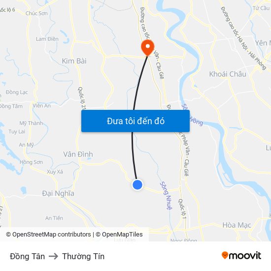 Đồng Tân to Thường Tín map