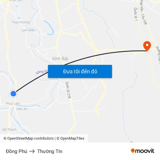 Đồng Phú to Thường Tín map