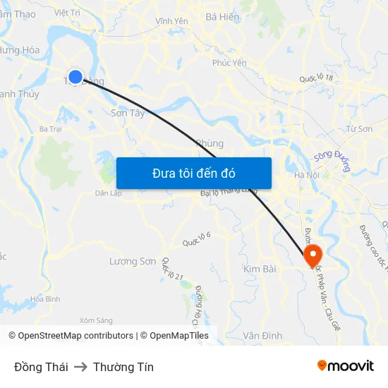 Đồng Thái to Thường Tín map