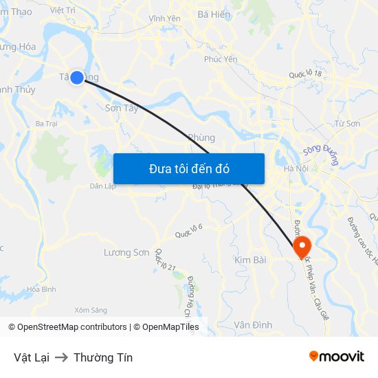 Vật Lại to Thường Tín map