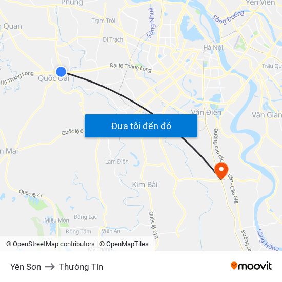 Yên Sơn to Thường Tín map