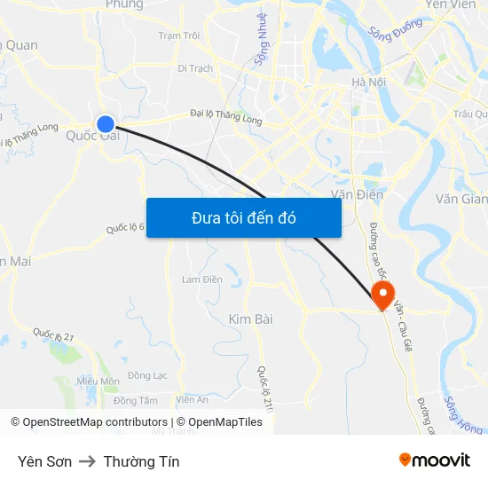 Yên Sơn to Thường Tín map