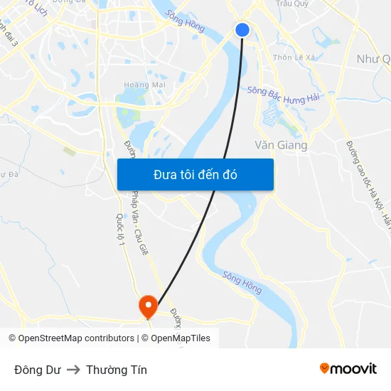 Đông Dư to Thường Tín map