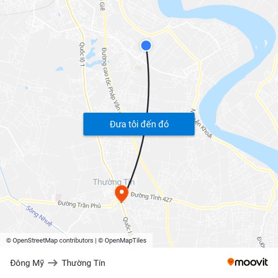 Đông Mỹ to Thường Tín map