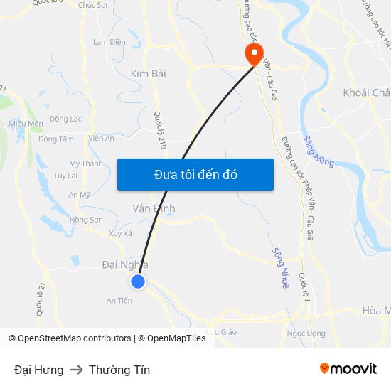 Đại Hưng to Thường Tín map