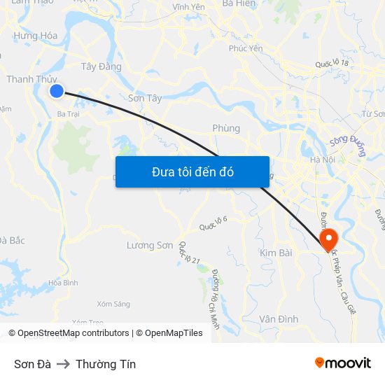 Sơn Đà to Thường Tín map
