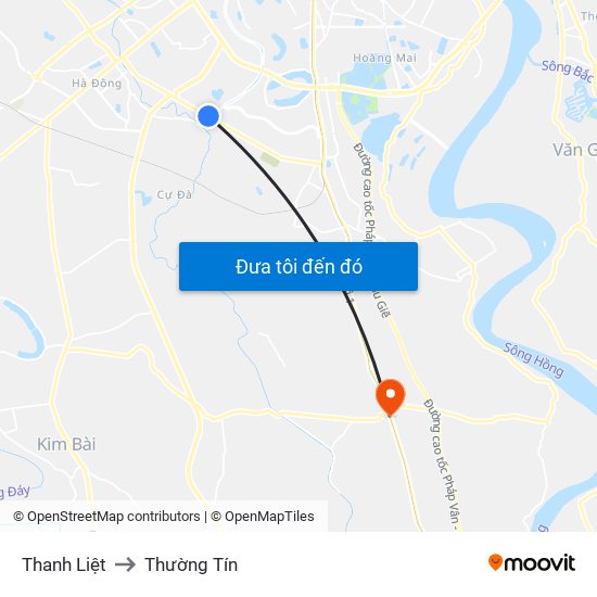 Thanh Liệt to Thường Tín map