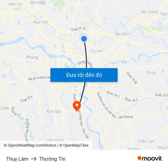 Thuỵ Lâm to Thường Tín map