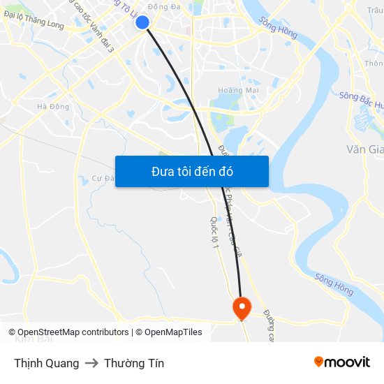 Thịnh Quang to Thường Tín map