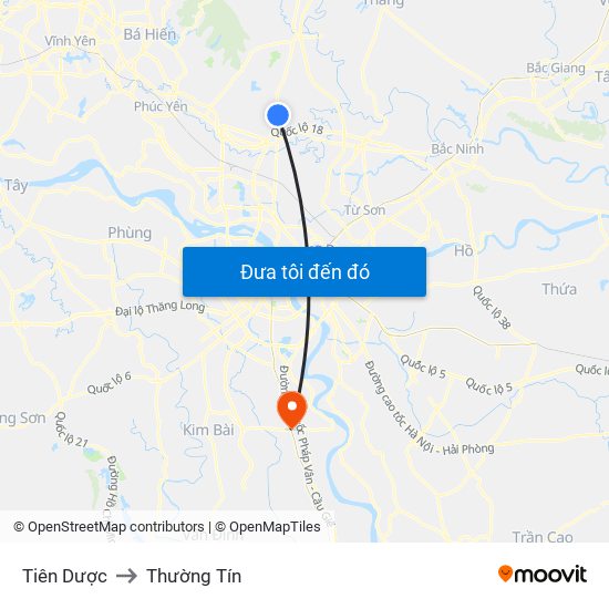 Tiên Dược to Thường Tín map