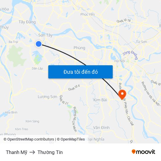 Thanh Mỹ to Thường Tín map
