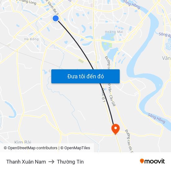 Thanh Xuân Nam to Thường Tín map