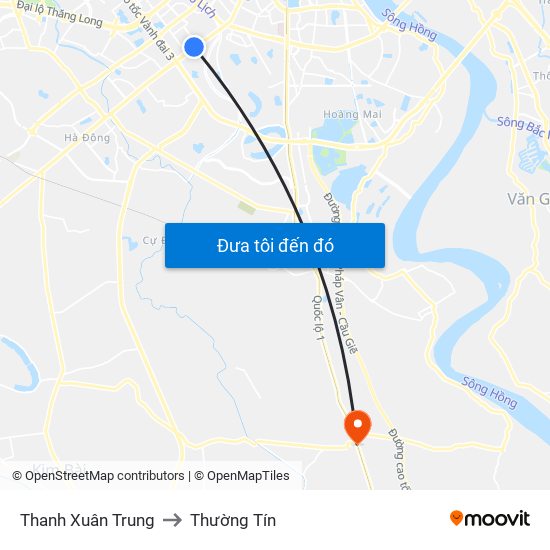 Thanh Xuân Trung to Thường Tín map