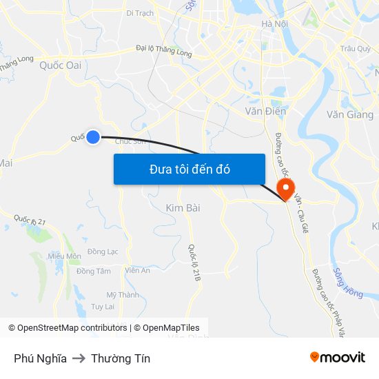Phú Nghĩa to Thường Tín map