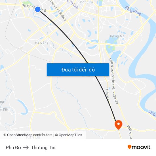 Phú Đô to Thường Tín map