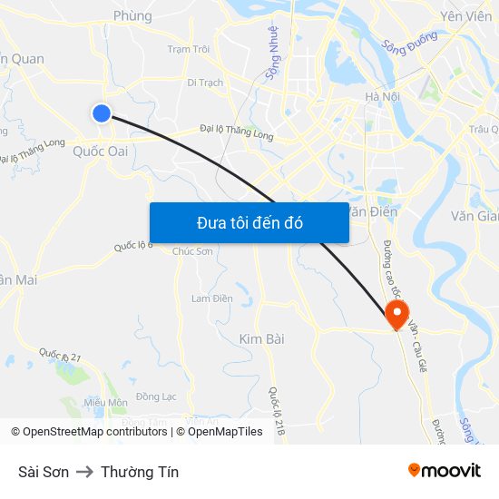 Sài Sơn to Thường Tín map