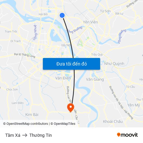 Tầm Xá to Thường Tín map