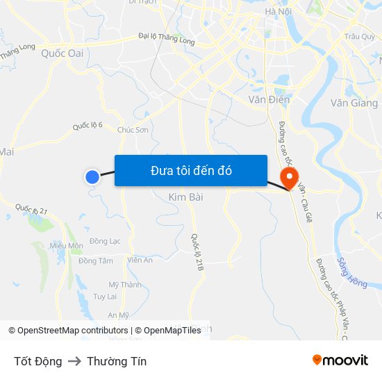 Tốt Động to Thường Tín map