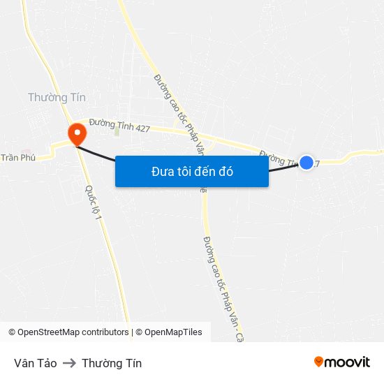 Vân Tảo to Thường Tín map