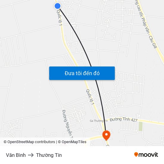 Văn Bình to Thường Tín map