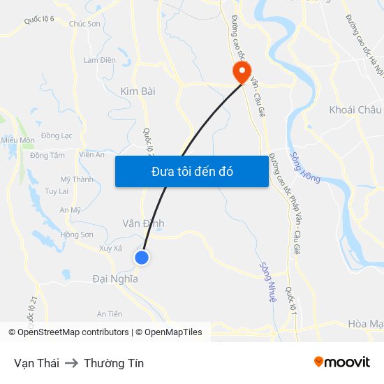 Vạn Thái to Thường Tín map