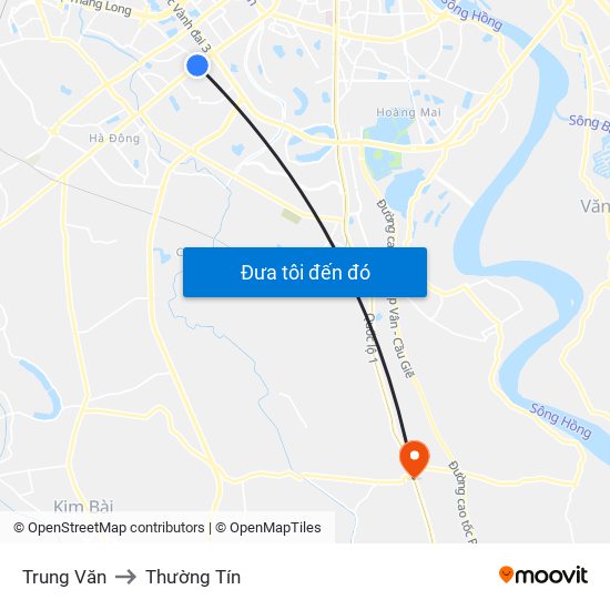Trung Văn to Thường Tín map