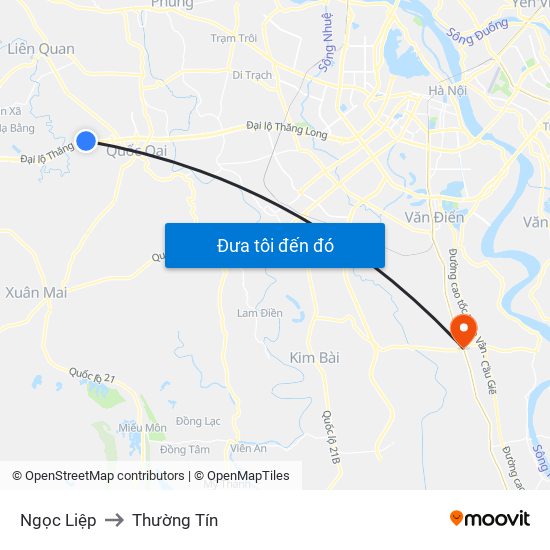 Ngọc Liệp to Thường Tín map