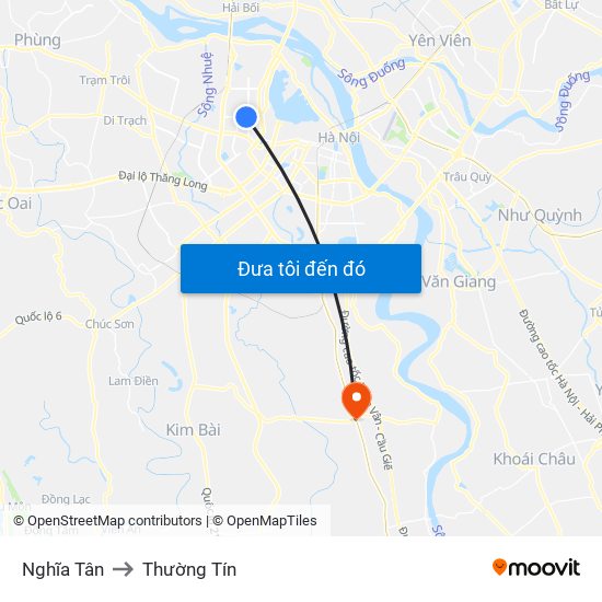 Nghĩa Tân to Thường Tín map