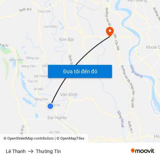 Lê Thanh to Thường Tín map