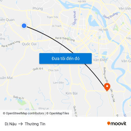 Dị Nậu to Thường Tín map