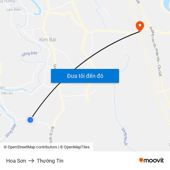 Hoa Sơn to Thường Tín map