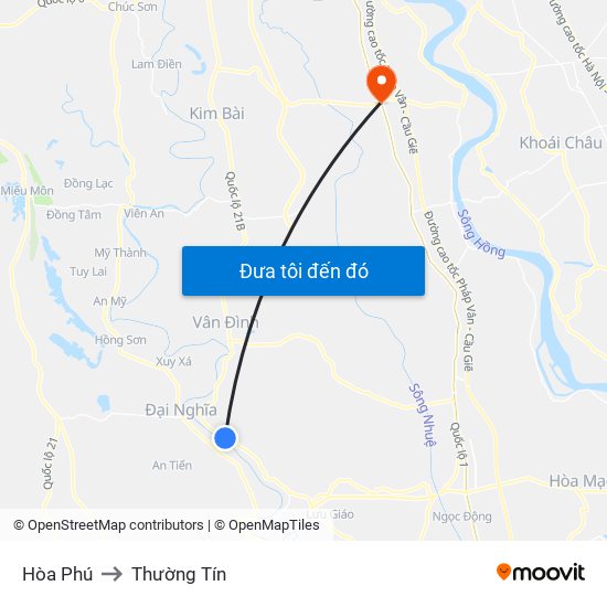 Hòa Phú to Thường Tín map