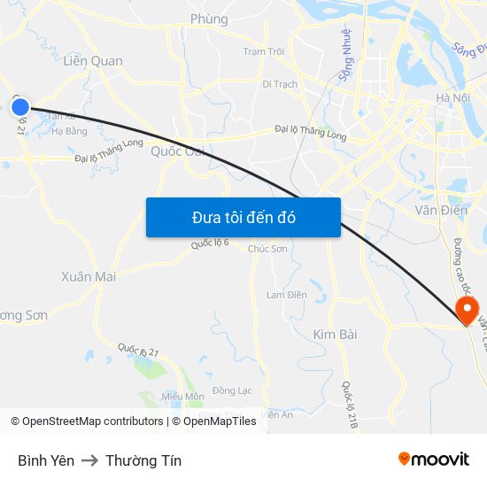 Bình Yên to Thường Tín map