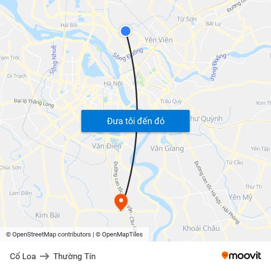 Cổ Loa to Thường Tín map