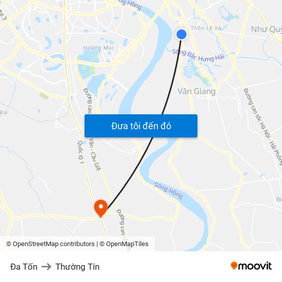 Đa Tốn to Thường Tín map